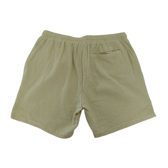 Massive Mens XL Beige Textured Cotton Shorts With Drawstring Waist & Pockets. - Picture 4 of 6